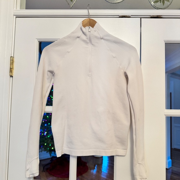Athleta Flurry Half Zip Mock Neck Top, WHITE, XS - Picture 3 of 5